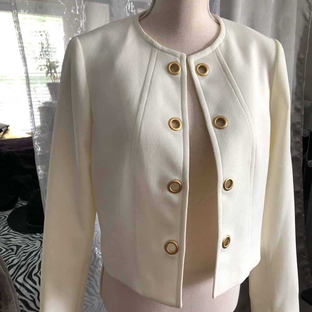 Beautiful Tahari Cream and  gold buttoned blazer